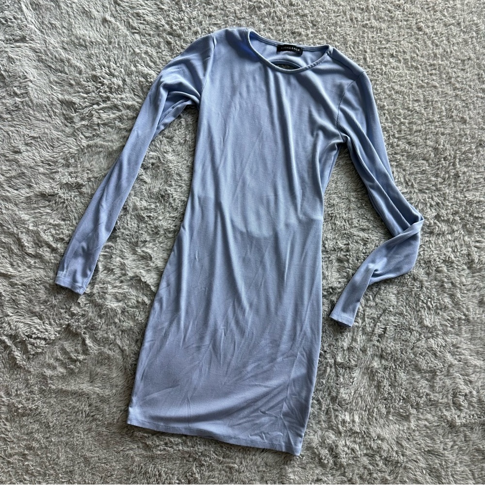 Kendall & Kylie Blue Low Back Cut Out Ribbed Mini Dress Size Small